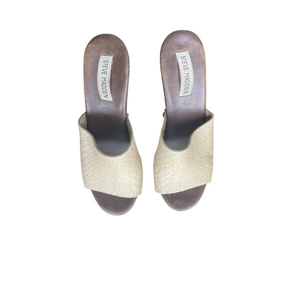 Steve Madden 40 9 Ultra High Wedge platform Wood Slip On Heel Snake Skin - Picture 4 of 12